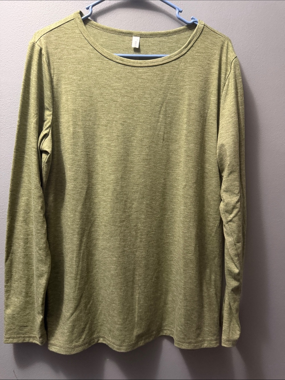 Women’s Long-Sleeve Crewneck Top in Light Olive